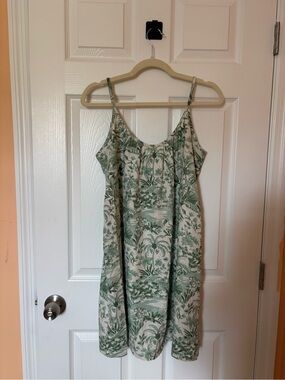 Green Tropical Linen Dress